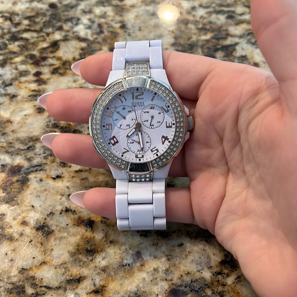 GUESS White and silver watch *Great condition*